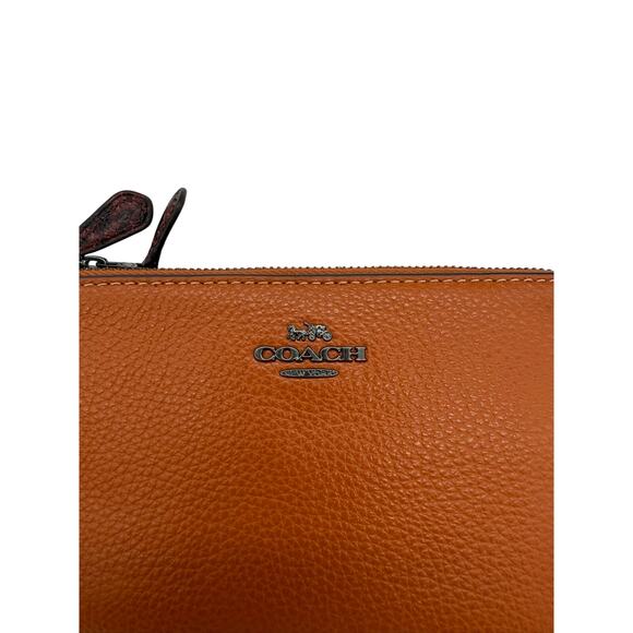 RETAIL $198 Coach Pebbled Leather and Exotic Snake Skin Trim Corner Zip Wristlet - Picture 9 of 9